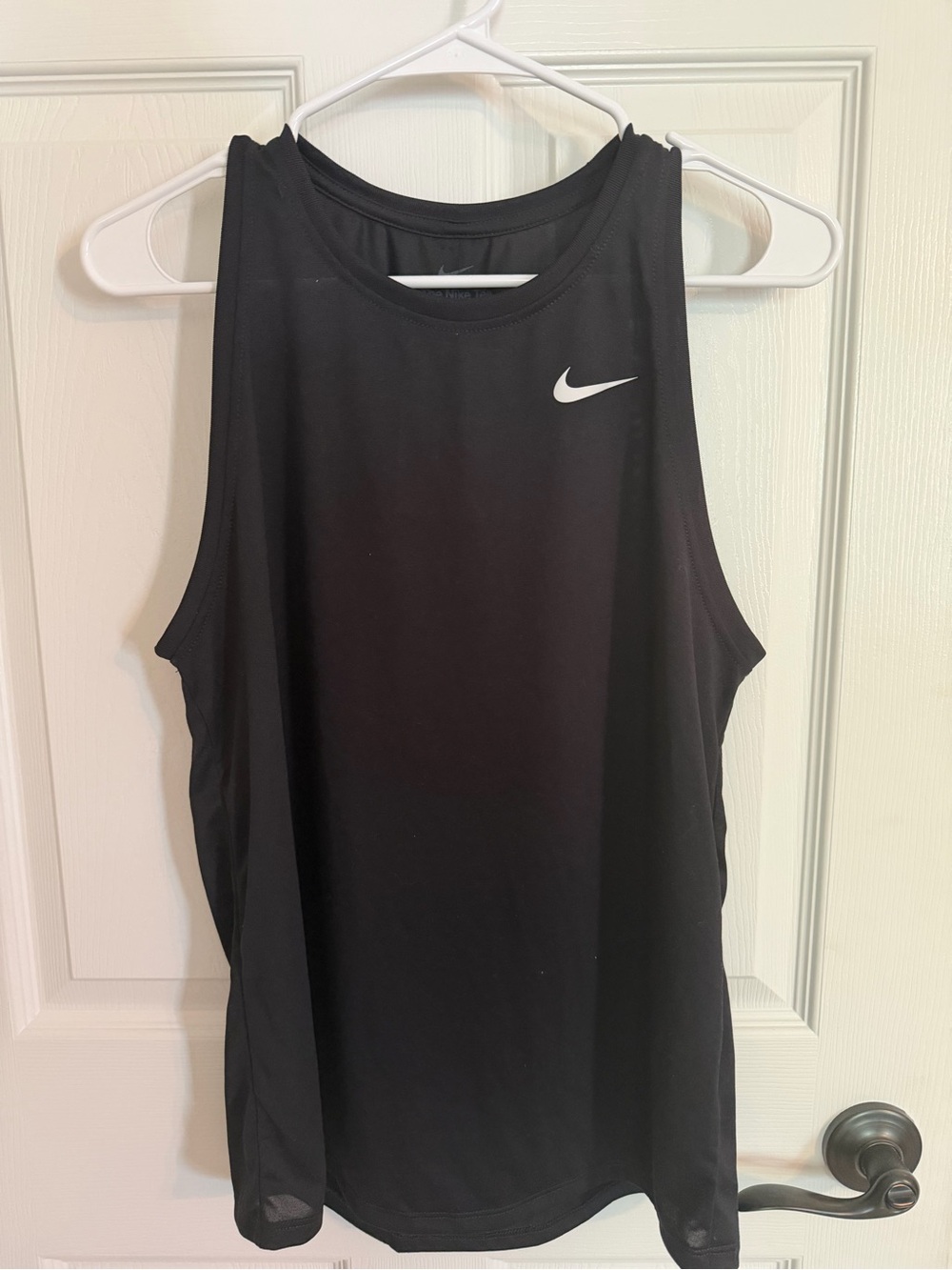 Nike Black Women's Dri-FIT Short Sleeve Tee with White Swoosh